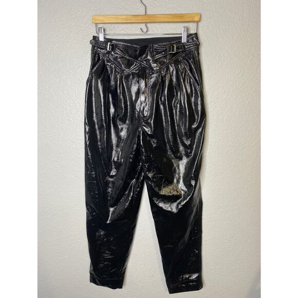 ROTATE BIRGER CHRISTENSEN Cropped Faux Leather Trousers - Picture 2 of 12